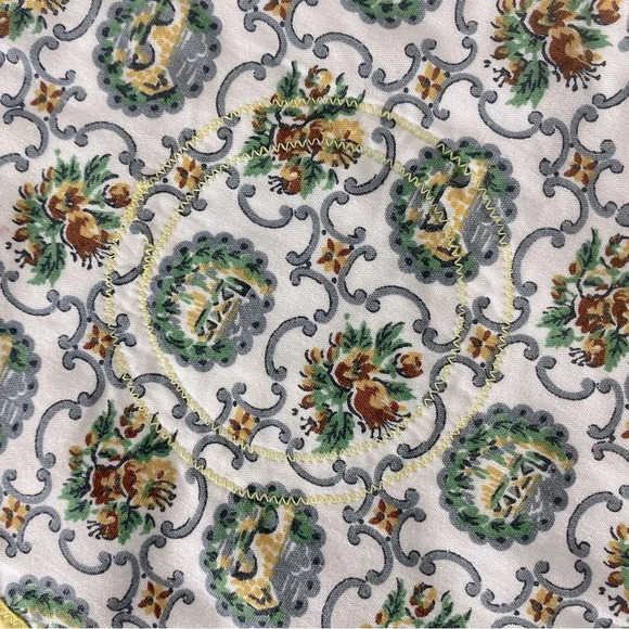 Vintage Handmade Round Green Yellow Floral Fabric Pot Holders  Trivets - Picture 5 of 10